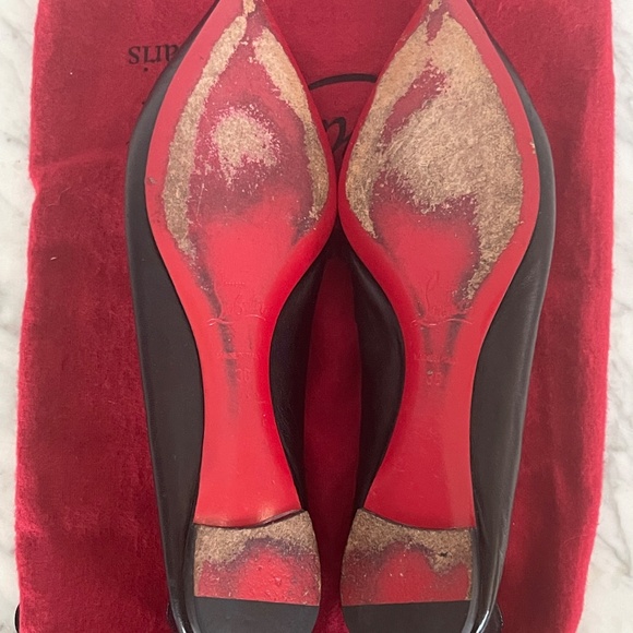 CHRISTIAN LOUBOUTIN Black Leather Nappa Ballalla Pointed Toe Ballet Flats - Picture 6 of 8